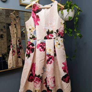 Gabby Skye Pink Floral Dress with Pockets